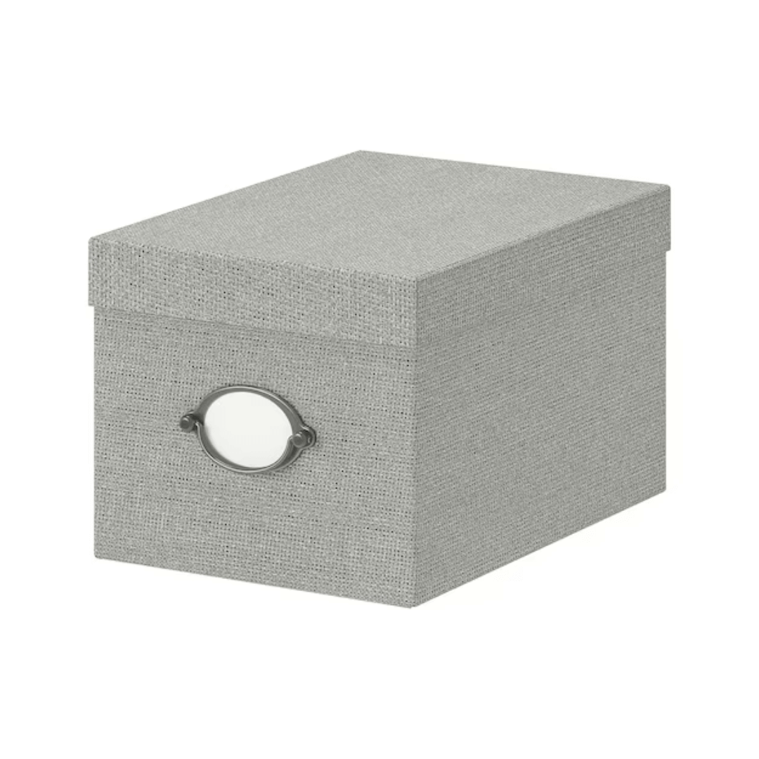 KVARNVIK Storage box with lid grey